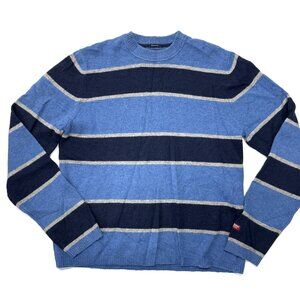 Vintage Abercrombie and Fitch Sweater Mens XXL Blue Striped Lambswool‎ Blend Y2K